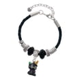 thumbnail image 1 of Delight Jewelry Resin Black Kitty Cat with Witch Hat Wife Celtic Knot Leather Bead Bracelet, 7"+2" Extender, 1 of 4