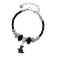 thumbnail image 1 of Delight Jewelry Resin Black Playing Cat Coach Celtic Knot Leather Bead Bracelet, 7"+2" Extender, 1 of 4