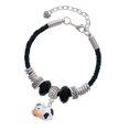 thumbnail image 1 of Delight Jewelry Resin Black and White Cow Grandmother Celtic Knot Leather Bead Bracelet, 7"+2" Extender, 1 of 4