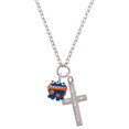 thumbnail image 1 of Delight Jewelry Resin Blue Alien with Orange Dots I Set You Apart Engraved Cross Zoey Necklace, 28", 1 of 4