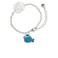 thumbnail image 1 of Delight Jewelry Resin Blue Fish with Orange Stripes Silver-tone Flower Link Chain Bracelet, 6.75"+2" Extender, 1 of 4