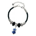thumbnail image 1 of Delight Jewelry Resin Blue Snow Owl Aunt Celtic Knot Leather Bead Bracelet, 7"+2" Extender, 1 of 4