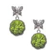 thumbnail image 1 of Delight Jewelry Resin Buddha in Frame Silvertone Antiqued Butterfly Post Earrings, 1 of 4
