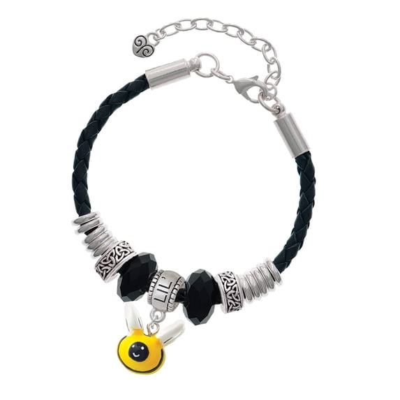 Delight Jewelry Resin Bumble Bee Big Sister Celtic Knot Leather Bead Bracelet, 7"+2" Extender