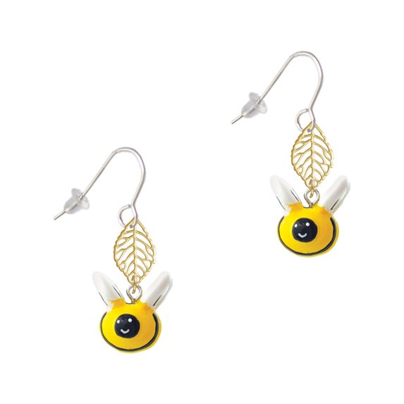 Delight Jewelry Resin Bumble Bee Goldtone Leaf French Earrings