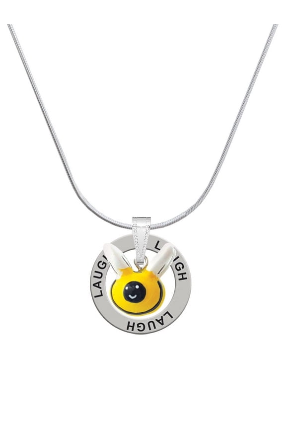 Resin Bumble Bee Laugh Ring Charm Necklace, 18"