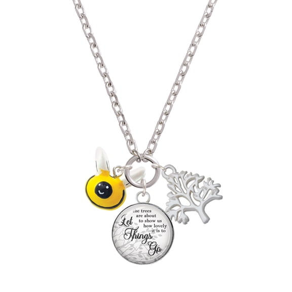 Delight Jewelry Resin Bumble Bee Let Things Go Fall Zoey Charm Necklace, 28"