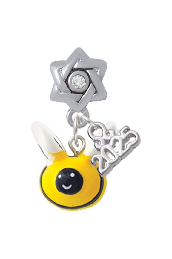 Resin Bumble Bee - Silver-tone Clear Star of David Charm Bead Dangle with Mini 2025