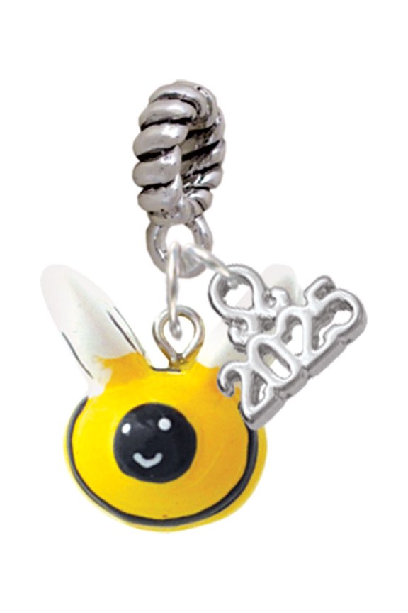 Resin Bumble Bee - Silver-tone Rope Charm Bead Dangle with Mini 2025