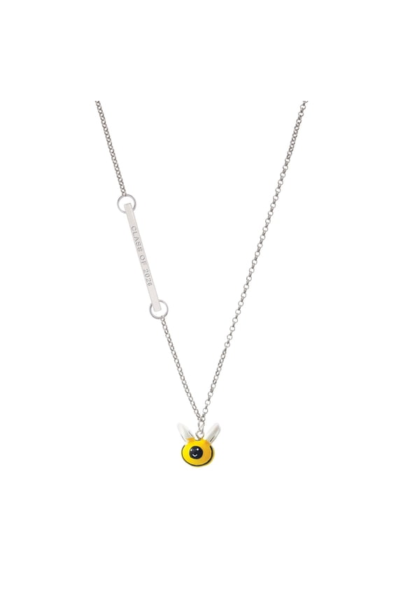 Resin Bumble Bee - Silvertone Class of 2026 Delicate Bar Necklace, 18.75"