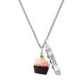 thumbnail image 1 of Delight Jewelry Resin Chocolate Cupcake with Pink Frosting Silvertone Best Friends Forever Bar Charm Necklace, 23", 1 of 4