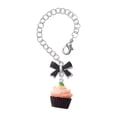 thumbnail image 1 of Delight Jewelry Resin Chocolate Cupcake with Pink Frosting - Silvertone Black Bow Charm Accessory for Tumblers and Thermal Cups, 1 of 4