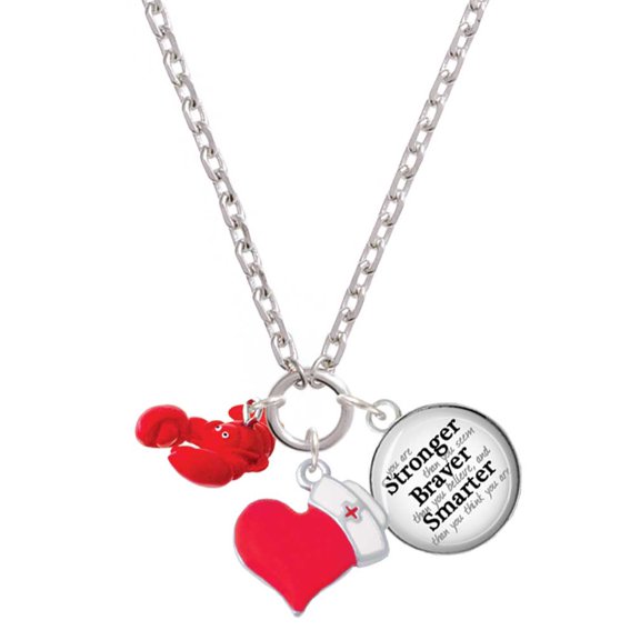 Delight Jewelry Resin Curved Red Lobster - Red Heart Nurse Strong Zoe Necklace