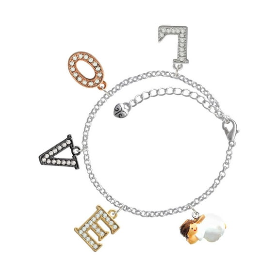 Delight Jewelry Resin Flying Angel Multi-Colored Crystal Love Charm Bracelet