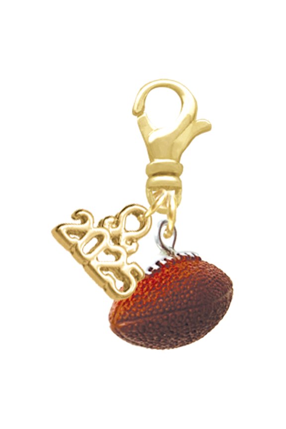 Resin Football - Gold-tone Clip on Charm with Mini Year 2025