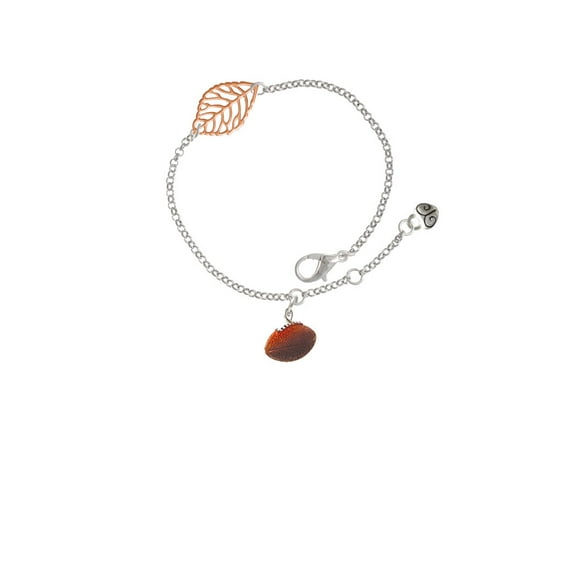 Delight Jewelry Resin Football - Rose Goldtone Leaf Delicate Bracelet, 6.25+1.75"