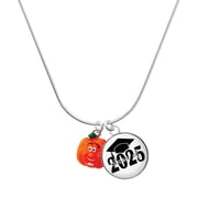 Delight Jewelry Resin Funny Ahh! Pumpkin - Script Class of 2025 Dome Charm Necklace, 18