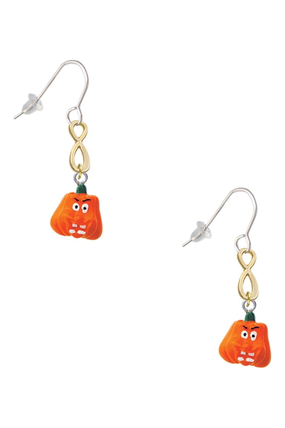 Resin Funny Boo! Pumpkin Gold Tone Infinity French Earrings