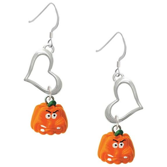 Delight Jewelry Resin Funny Grr! Pumpkin Open Heart French Earrings