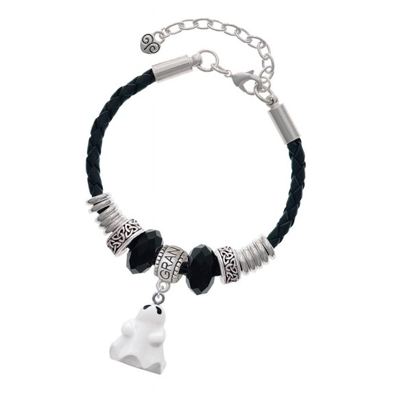 Delight Jewelry Resin Ghost Grandmother Celtic Knot Leather Bead Bracelet, 7"+2" Extender