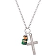 thumbnail image 1 of Delight Jewelry Resin Green Angel Holding Candy Cane Be Strong and Courageous Engraved Cross Zoey Necklace, 28", 1 of 4