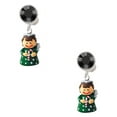 thumbnail image 1 of Delight Jewelry Resin Green Angel Holding Candy Cane Black Crystal Clip on Earrings, 1 of 5