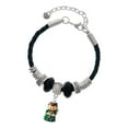 thumbnail image 1 of Delight Jewelry Resin Green Angel Holding Candy Cane Niece Celtic Knot Leather Bead Bracelet, 7"+2" Extender, 1 of 4