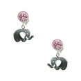 thumbnail image 1 of Delight Jewelry Resin Grey Elephant Pink Crystal Clip on Earrings, 1 of 5