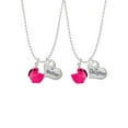 thumbnail image 1 of Delight Jewelry Resin Hot Pink Flamingo Mother & Daughter Heart Necklaces (Set of 2), 19"+2", 1 of 4