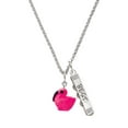 thumbnail image 1 of Delight Jewelry Resin Hot Pink Flamingo Silvertone Best Friends Forever Bar Charm Necklace, 23", 1 of 4
