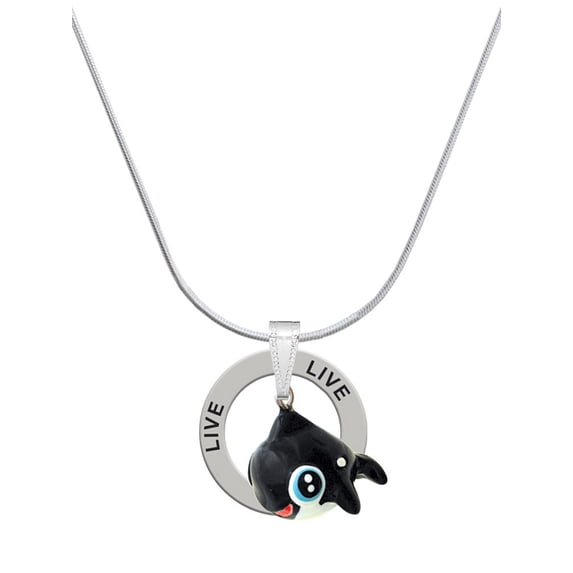 Delight Jewelry Resin Killer Whale Live Ring Charm Necklace, 18"
