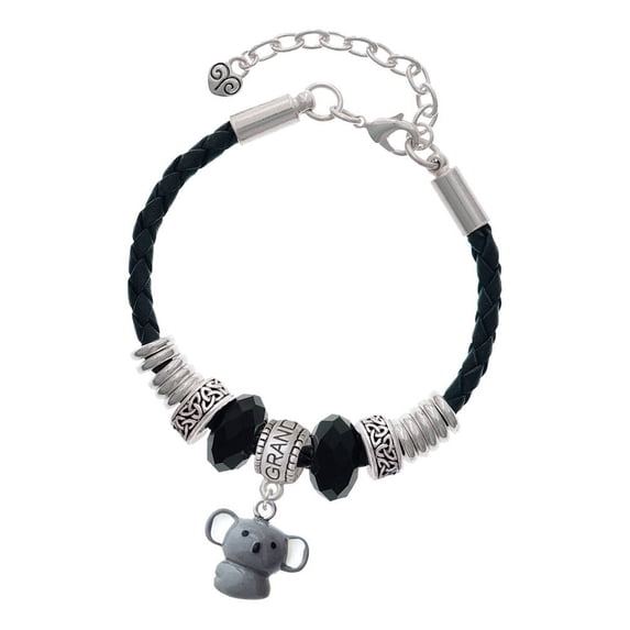 Delight Jewelry Resin Koala Bear Granddaughter Celtic Knot Leather Bead Bracelet, 7"+2" Extender