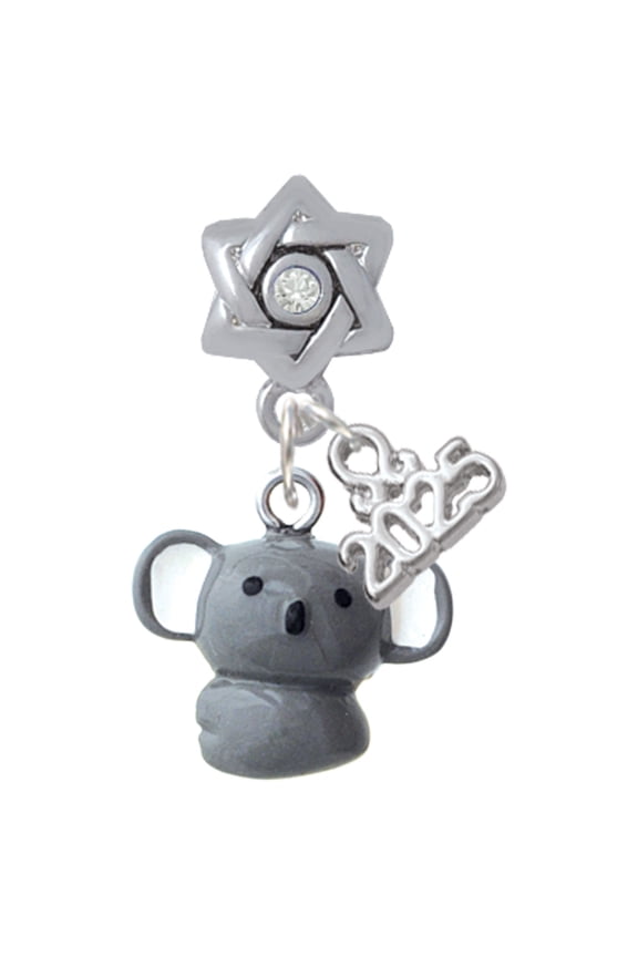 Resin Koala Bear - Silver-tone Clear Star of David Charm Bead Dangle with Mini 2025