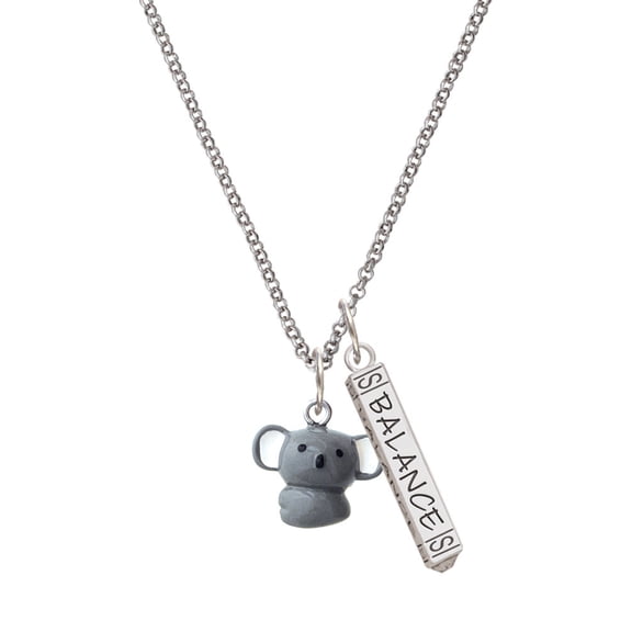 Delight Jewelry Resin Koala Bear Silvertone Balance Bar Charm Necklace, 23"