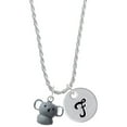 thumbnail image 1 of Delight Jewelry Resin Koala Bear Silvertone Script Initial Disc - F - Charm Necklace, 20"+3", 1 of 4