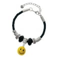 thumbnail image 1 of Delight Jewelry Resin Large 3-D Happy Face Sister Celtic Knot Leather Bead Bracelet, 7"+2" Extender, 1 of 4