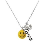 DELIGHT JEWELRY Resin Large 3-D Happy Face - Love and Lock Charm Necklace, 18"+1"