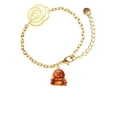 thumbnail image 1 of Delight Jewelry Resin Laughing Buddha Gold-tone Flower Link Chain Bracelet, 6.75"+2" Extender, 1 of 4