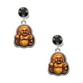 thumbnail image 1 of Delight Jewelry Resin Laughing Buddha in Frame Black Crystal Clip on Earrings, 1 of 5