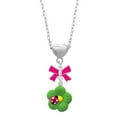 thumbnail image 1 of Delight Jewelry Resin Lime Green Daisy Flower with Hot Pink Ladybug Hot Pink Bow Heart Necklace, 1 of 4