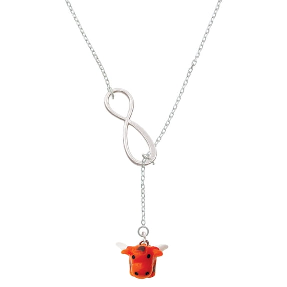 Delight Jewelry Resin Longhorn Silver tone Elegant Infinity Lariat Necklace