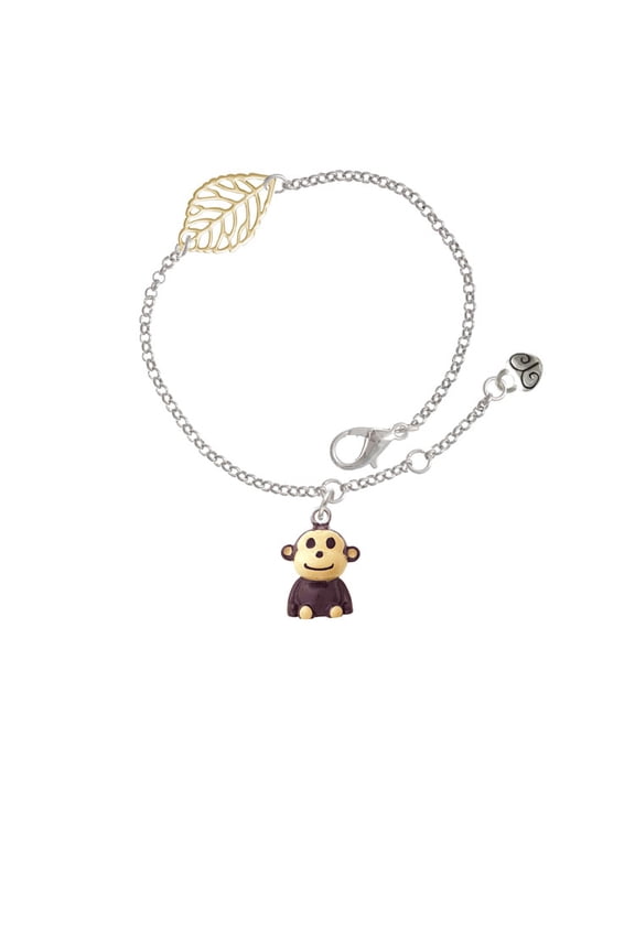 Resin Monkey - Goldtone Leaf Delicate Bracelet, 6.25+1.75"