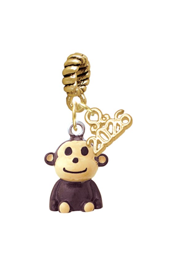 Resin Monkey - Goldtone Plated Rope Charm Bead Dangle with Mini 2026