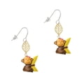 thumbnail image 1 of Delight Jewelry Resin Monkey Hugging a Banana Goldtone Leaf French Earrings, 1 of 4