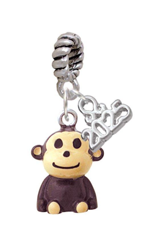 Resin Monkey - Silver-tone Rope Charm Bead Dangle with Mini 2025