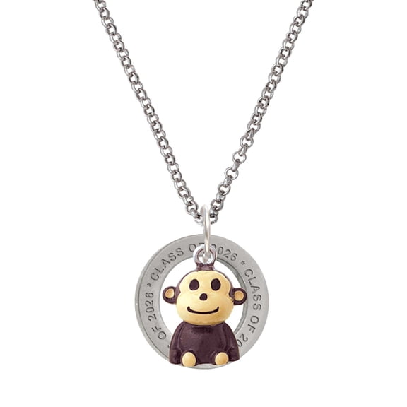 Delight Jewelry Resin Monkey - Silvertone Class of 2026 Affirmation Ring Necklace, 23"