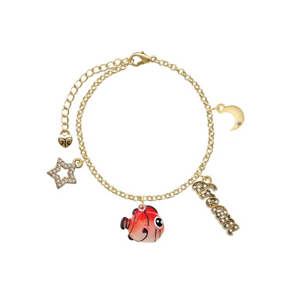 Delight Jewelry Resin Orange Fish Goldtone Dream Big Charm Bracelet, 7.5+2" Extender