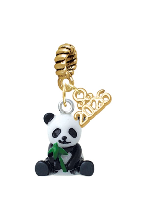 Resin Panda Bear - Goldtone Plated Rope Charm Bead Dangle with Mini 2026