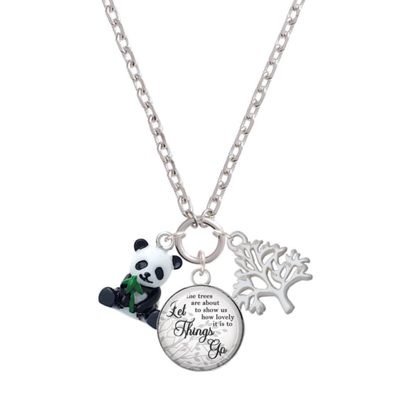 Delight Jewelry Resin Panda Bear Let Things Go Fall Zoey Charm Necklace, 28"