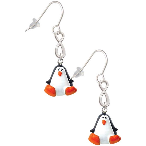 Delight Jewelry Resin Penguin Silver tone Infinity French Earrings